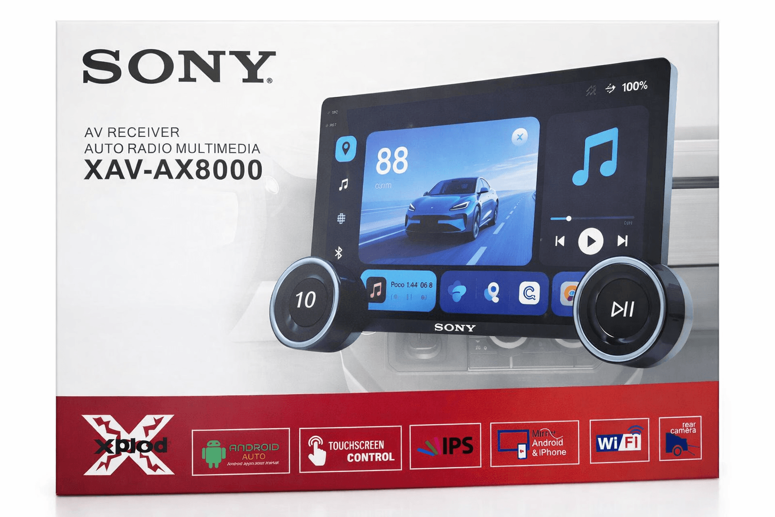 Sony Dual Knob Diamond Style Android Multimedia Panel (2GB/32GB) | Wireless CarPlay & IPS Display - Image 1