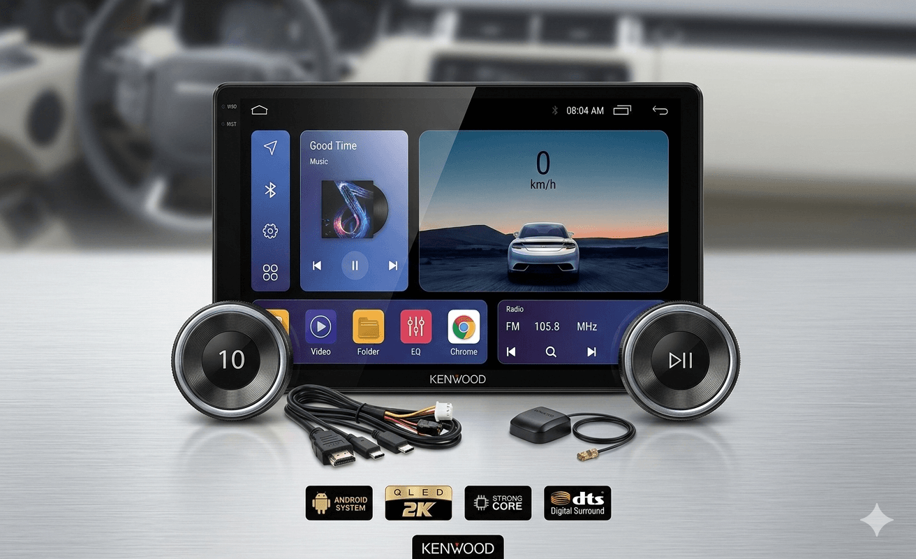 Kenwood Dual Knob Diamond Style Android Multimedia Panel (2GB/32GB) | Wireless CarPlay - Image 1