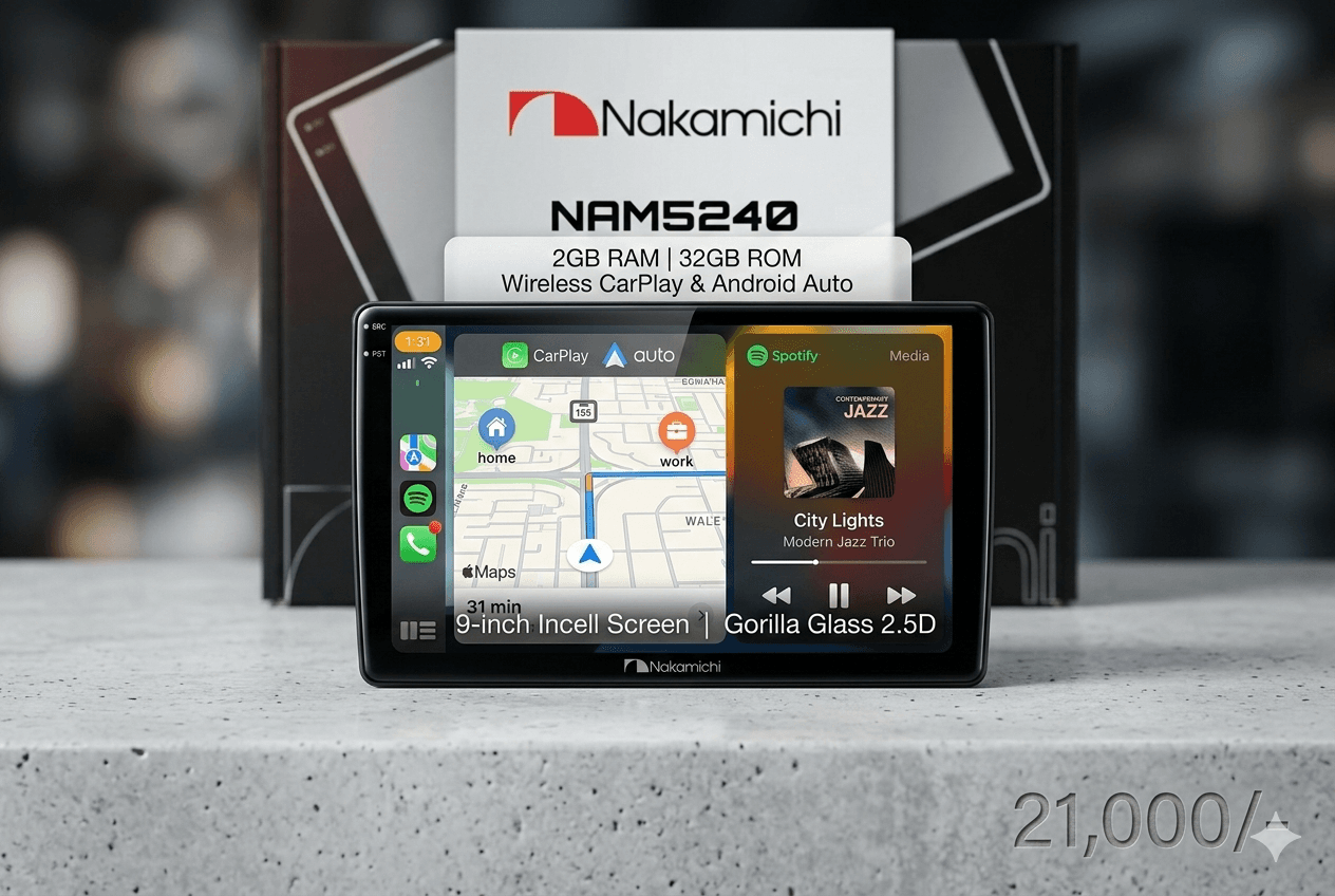 Nakamichi 9" Android Multimedia Panel NAM-5240 (2GB/32GB) | Incell Display & Wireless CarPlay - Image 1