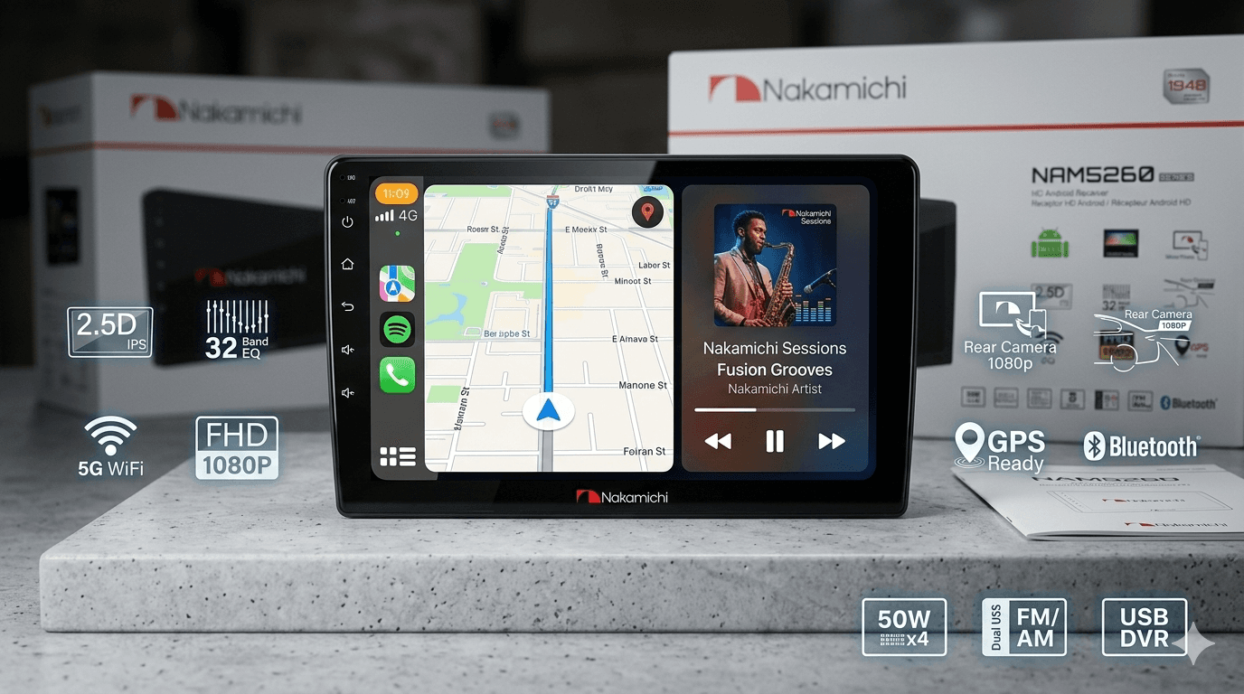 Nakamichi 9" High-Spec Android Panel NAM-5260 (4GB/64GB) | Wireless CarPlay & IPS Display - Image 1