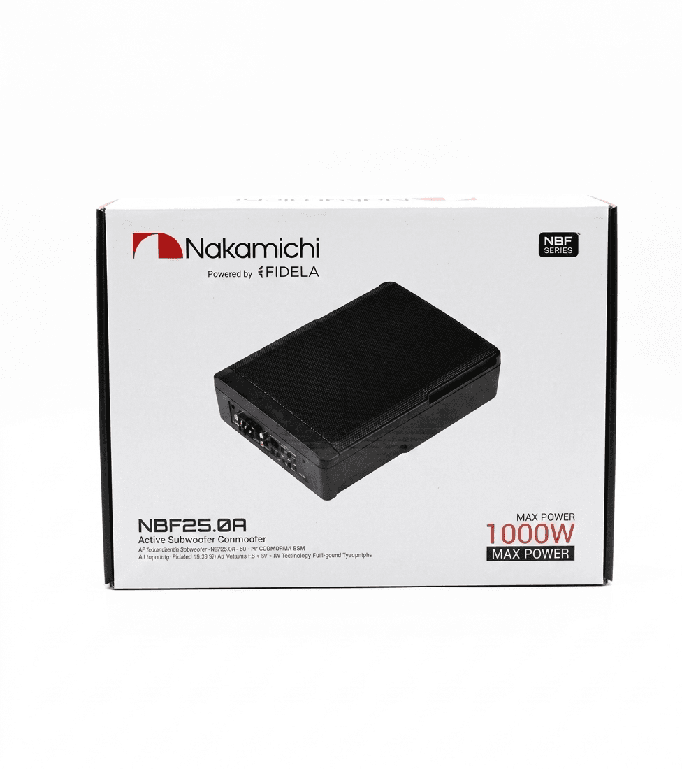 Nakamichi NBF25.0A 10" Active Underseat Subwoofer - 1000W Powered by Fidela