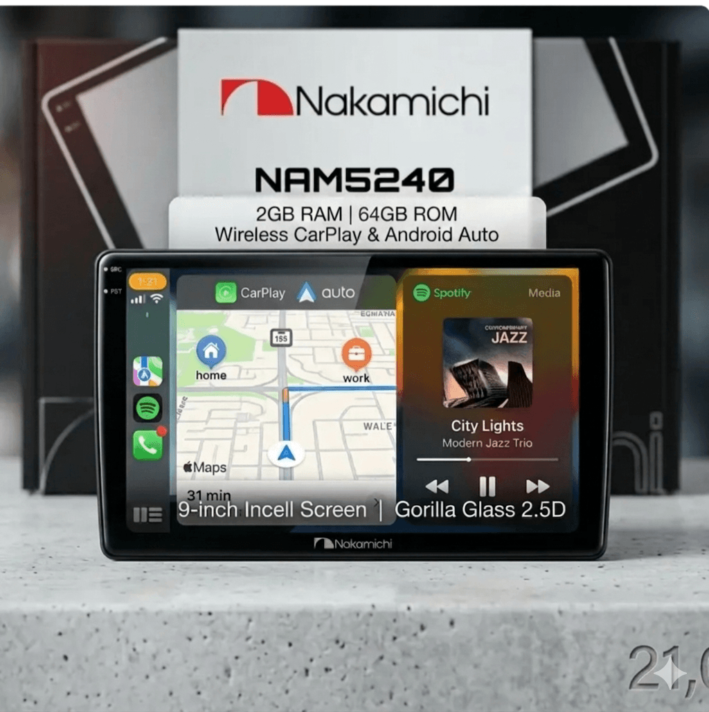 Nakamichi 9" Android Multimedia Panel NAM-5240 (2GB/64GB) | Incell Display & Wireless CarPlay - Image 1